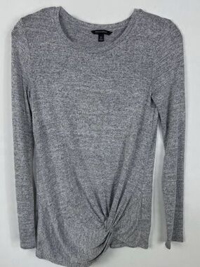 Banana Republic Women's Gray Knit Twist Front Long Sleeve Top XS